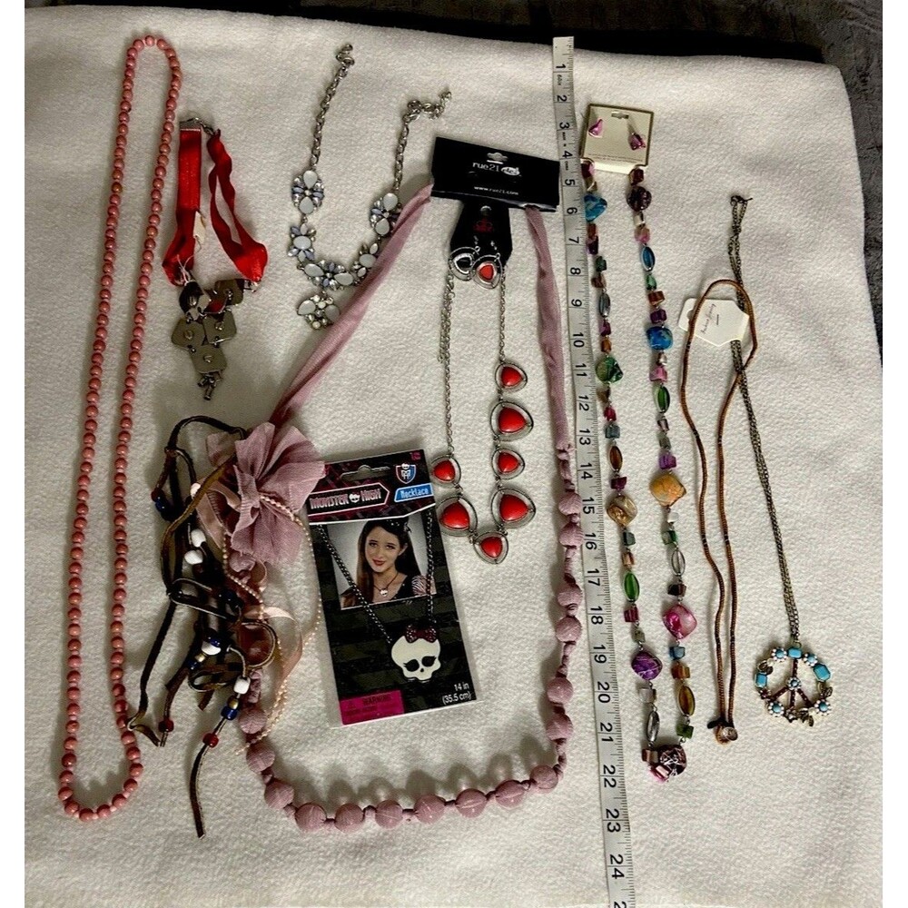 Statement Necklace Lot Beaded Colorful Mixed Style Costume Jewelry SEE